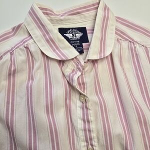Dockers Small Petite Pink and White Button-Up Shirt